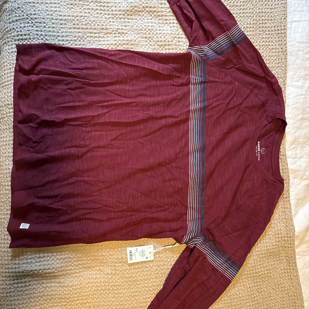 Marine Layer Men's Maroon and Blue Striped Crewneck Sweater - NWT Never Worn